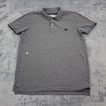 American Eagle Outfitters Shirt Mens M Gray Short Sleeve Button Logo Collar Polo - £18.29 GBP