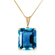 Galaxy Gold GG 14K Solid Yellow Gold Natural Blue Topaz Pendant Necklace for Wom - $964.25