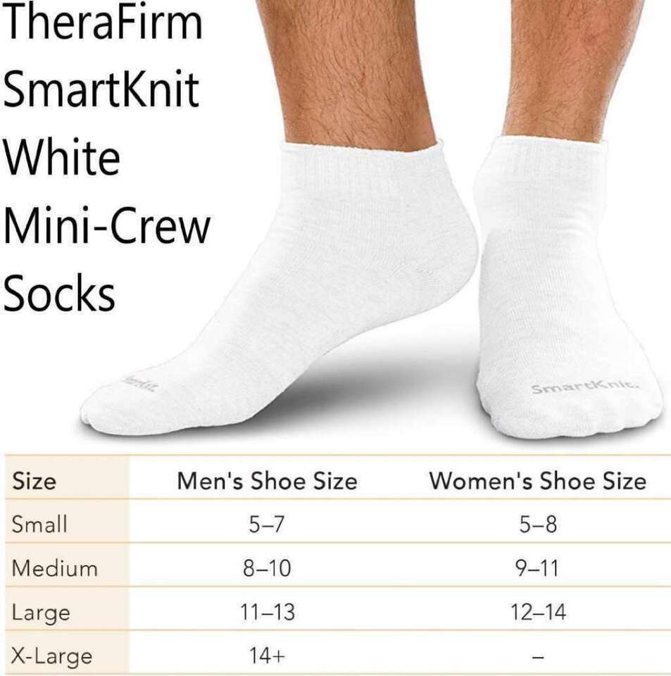 SmartKnit Seamless Mini-Crew Socks (White) Small - $14.55