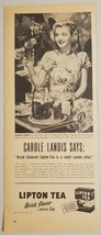 1946 Print Ad Lipton Tea Brisk Flavored Actress Carole Landis Drinks Iced Tea - £13.01 GBP