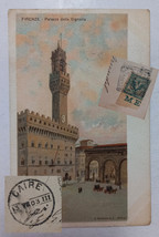 Italy Egypt Old Vintage Postcard 1903 FIRENZE Palazzo della Signoria with Stamps - £7.10 GBP