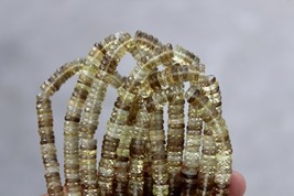 Natural 8 inch faceted lemon quartz heishi beads gemstone, 6 ---- 7 mm a... - $34.63