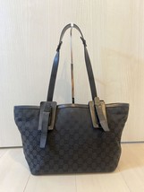 GUCCI GG Canvas Leather Tote Bag Black Wood Handle Shoulder Monogram MBb... - $4,854.77 MXN