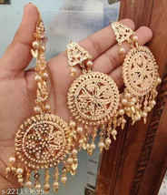Joharibazar Gold Plated Kundan Tikka Earrings Jhumka Jewelry Set Ethnic Tikka b - £20.49 GBP