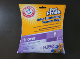 Arm &amp; Hammer Pet Fresh Odor Eliminating Vacuum Bags Hoover Y 3 Bags (NEW) - £6.29 GBP