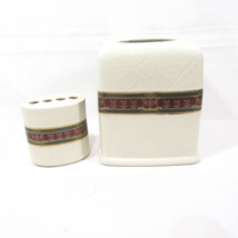 CROSCILL Dunhill Stripe Dover Manor 2-PC Tissue Box Cover and Toothbrush Holder - £29.57 GBP