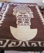 HUANCATEX Peru 100% Lana Wool Reversible Blanket Throw  Brown Cream 88&quot;x... - £100.30 GBP
