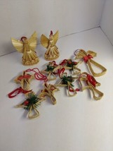 Lot Of (10) Vintage Straw Angel Christmas Ornaments 2- 3 1/2&quot;  - £62.14 GBP