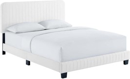 Platform Bed, King, White, Modway Celine Channel Tufted Performance Velvet. - £251.61 GBP