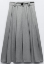 Zara Bnwt 2024. Grey Midi Skirt Box Pleat Pockets. 2238/876 - £69.72 GBP