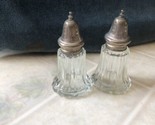 Vintage Salt &amp; Pepper Shakers Glass with Silver Plated Tops Made in Hong... - $26.88
