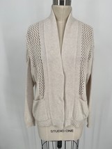Margaret O&#39;Leary Lace Knit Shawl Collar Cardigan Sz S White 100% Cotton - £30.61 GBP