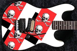 Guitar Skin Axe Wrap Re-skin Vinyl Decal DIY '80s Retro White Skull &amp; Bo... - $34.60+