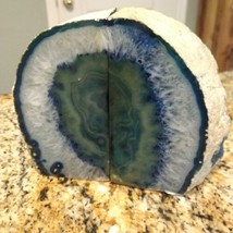 Agate Geode Blue Bookends-Exc Colors &amp; Blending/Sparkling Druzy Centers 2 lbs - £37.92 GBP