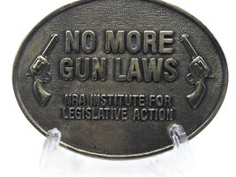 NORMAN FOUNDRY NRA No More Gun Laws Brass Metal Belt Buckle 3.5" X 2" - $26.99