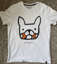 JACK &amp; JONES Mens T-Shirt Medium White Graphic Originals French Bulldog ... - $9.89