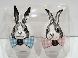 Easter Bunny Rabbits Pink Blue Salt &amp; Pepper Shakers Home Decor - £14.00 GBP