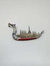 Vintage Sterling Silver 925 Siam Royal Dragon Boat Brooch Pendant - £27.93 GBP