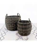 Set of 2 CATLEZA 13-inch and 16.5-inch Stackable Hand Woven Wicker Stora... - $2,541.57 MXN