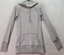 Aéropostale Hoodie Women&#39;s S Gray Cotton Long Sleeve Pockets 1/4 Button Pullover - £17.26 GBP