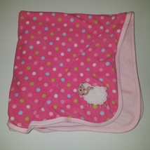 Carter&#39;s Pink Sheep Lamb Baby Blanket Lovey Green Blue White Polka Dots - £13.42 GBP