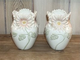 Set Of 2 Lenox Floral Blossom Collection Gerbera Daisy Vase Pink Daisies 6&quot; - £29.85 GBP