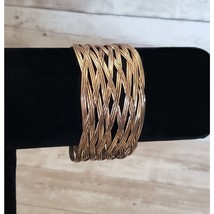 Vintage Cuff Bracelet - Coppery Gold Tone Woven Design - £11.83 GBP