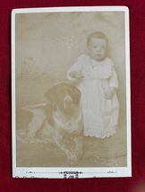 Antique CDV Photo Baby w/ Dog PH101 - $9.89