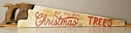 Decorative Christmas Theme Sign Real Saw Vintage White and Red 30&quot;x 6&quot; - £25.80 GBP