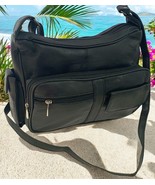 BLACK Leather Organizer Purse Shoulder Bag Multiple Pockets Cross Body H... - $64.19 CAD