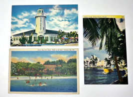 Lot of 3 Vintage Linen Postcards Miami Beach &amp; Panama City Florida, Unposted Set - £7.94 GBP