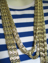 60&quot; Greek Key Multistrand Triple Strand Chain Vintage Made in West Germany - $28.49