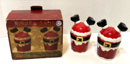 Vintage Cracker Barrel Mingle and Jingle Santa Salt and Pepper Shaker Set in Box - £11.65 GBP