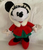 Disney GUND MINNIE MOUSE PLUSH 13&quot; Red Green Christmas Outfit EUC Stuffe... - £14.38 GBP