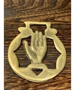 Hamsa Open Palm Sign of Protection  Horse Brass Medallion Rustic cottage... - £15.18 GBP
