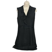 Tahari Shift Dress Size 4 Black Ruffle V Neck Sleeveless Zip Up Casual P... - £41.79 GBP