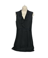 Tahari Shift Dress Size 4 Black Ruffle V Neck Sleeveless Zip Up Casual P... - £41.16 GBP