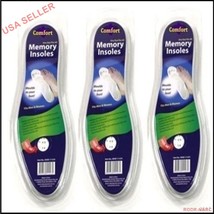 3 Pairs Memory Foam Insoles Comfort Shoe Unisex Size Cushion Heel Shock Feet Pad - £7.75 GBP