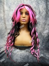 Hot Pink Black Slick and Twisted Costume Wig Goth Grunge Punk Rave Party Rocker - £11.73 GBP