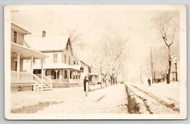 RPPC Men Shovel Snow Winter Scene Homes Houses c1915 Postcard Y26 - £7.47 GBP