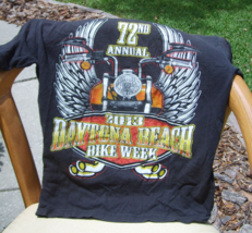 Daytona Beach Bike Week T-Shirt MEDIUM  Black 2013 Double Sided Motorcycle - $6.79
