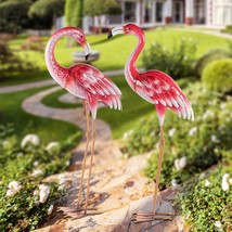 Pink Flamingo Yard Decorations, Metal Garden Statues And Sculptures, Sta... - £70.90 GBP