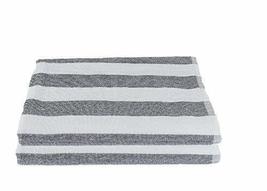 Kovot Grey Stripe Cabana Beach Towel (Set of 2) 30&quot; W x 60&quot; L | Ring Spu... - $19.95
