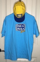 Vintage Inca Kola Shirt Adult Large Blue Short Sleeve Peru Yellow Hat Ad... - $28.88