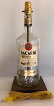 Large 1.75L Bacardi Rum Gold Liquor Bar Bottle Lounge TABLE LAMP Light Wood Base - £44.03 GBP