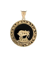 10K or 14K Yellow Gold &amp; Onyx Taurus Zodiac Pendant - €717,32 EUR+