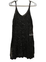 Cover Up Womens Black Knit Crochet Swimsuit Bikini Beach Dress Spaghetti Strap - £11.84 GBP