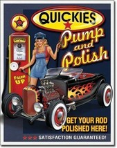 Quickies Hot Rod Rat Rods Gas Pump and Polish Garage Vintage Metal Tin S... - $9.99