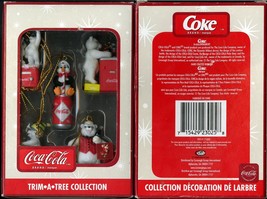 COCA COLA TRIM-A-TREE CHRISTMAS FIVE ORNAMENT COLLECTION POLAR BEAR PENG... - $14.95