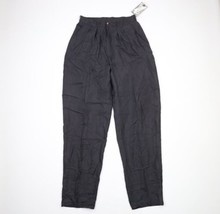 NOS Vintage 90s Streetwear Mens 30x35 Pleated Lined Silk Tapered Leg Pants Black - £86.80 GBP